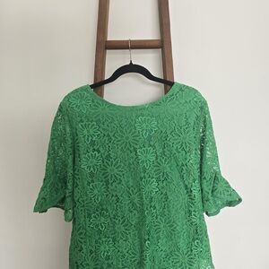 Nanette Lepore Vibrant Green Lace Blouse